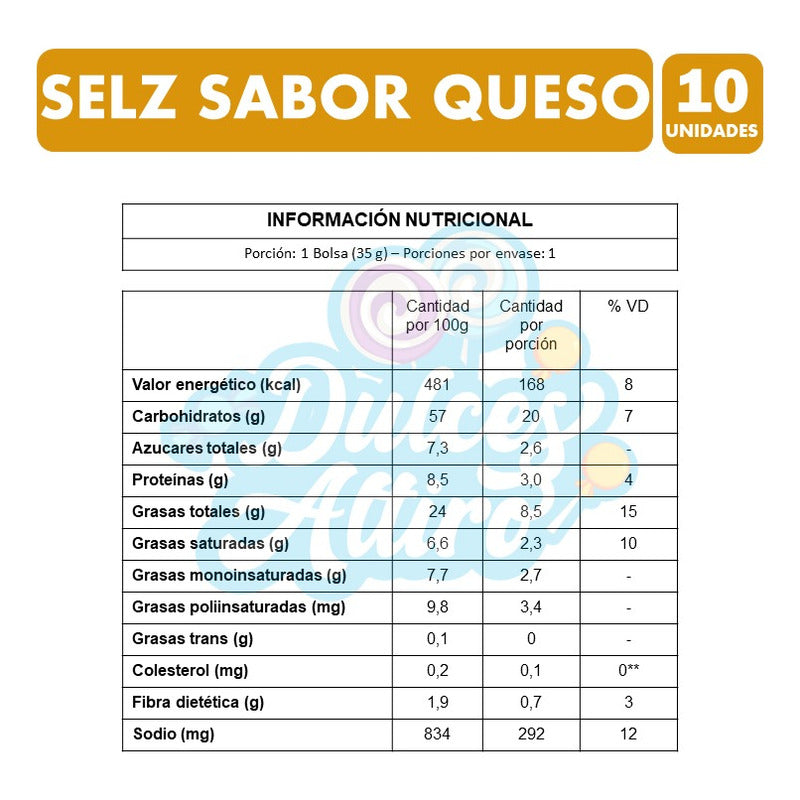 Selz Sabor Queso - Especial Colación (pack De 10 Unidades)