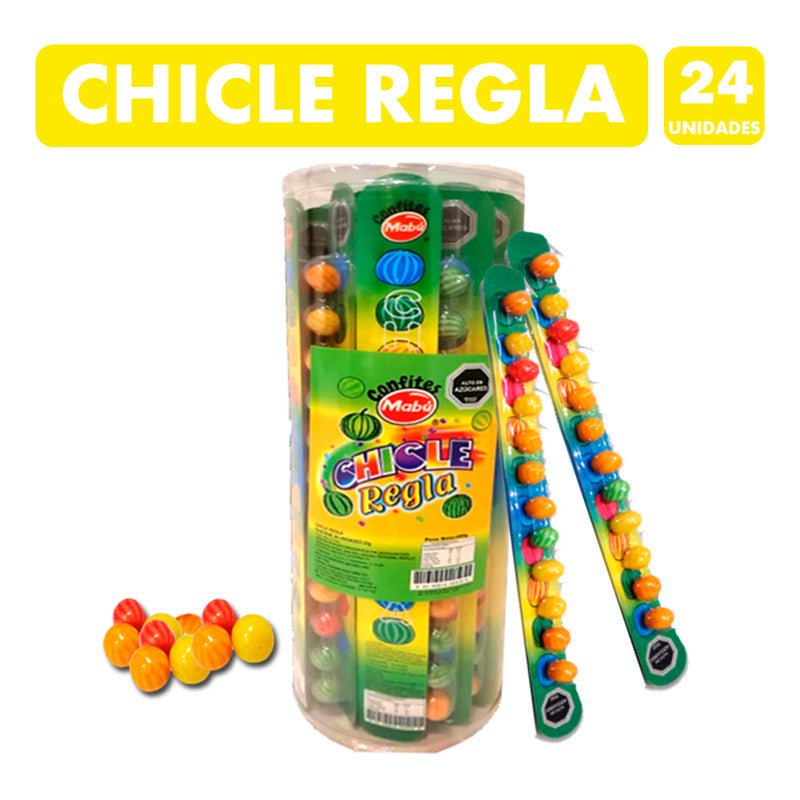 Chicles Regla Mabú - Sabor A Frutas (contiene 24 Unidades)