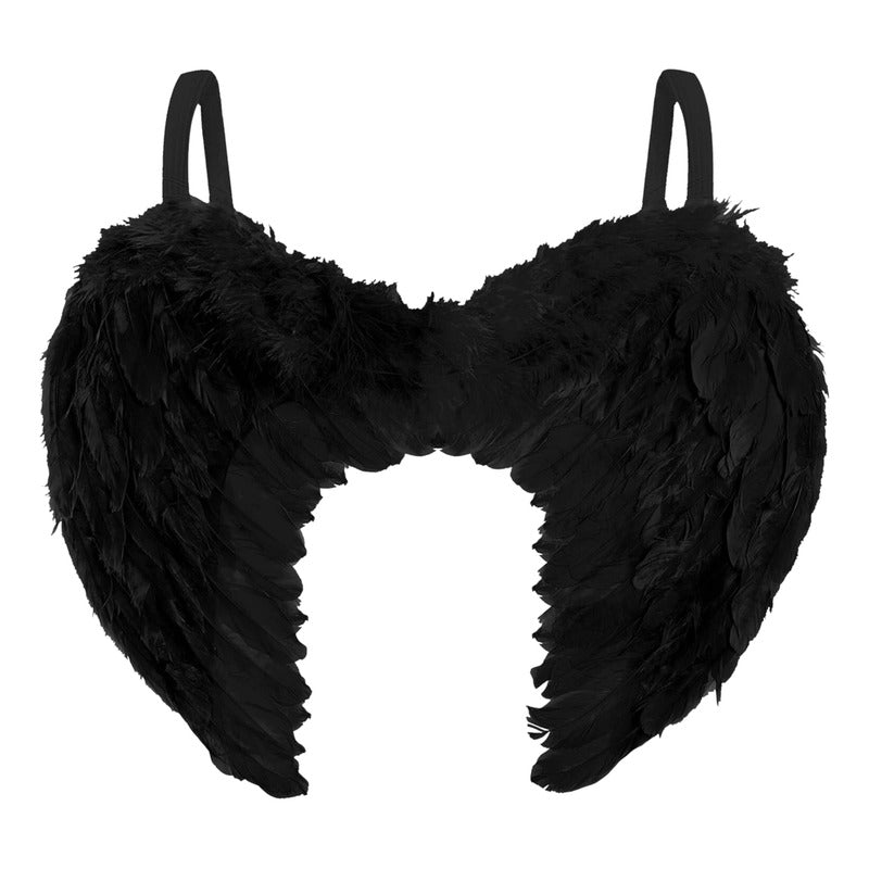 Alas De Ángel Plumas Negras Especial Halloween Mujer 80x60 Negro