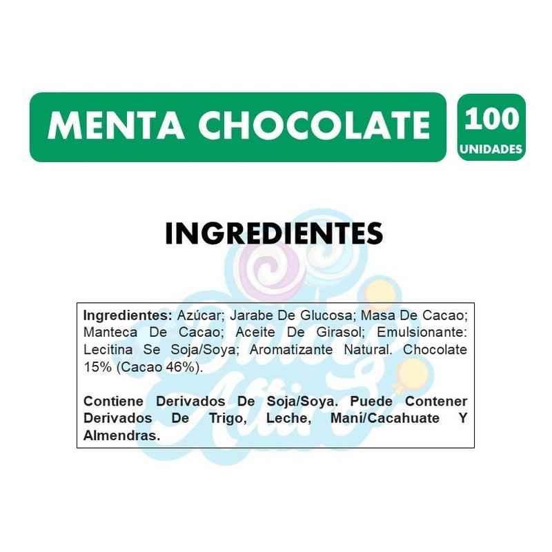 Caramelo Arcor Menta Chocolate (bolsa Con 100 Unidades)