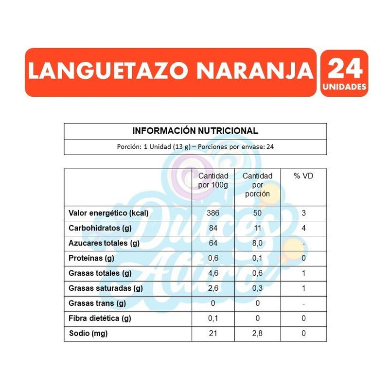 Langüetazo Naranja - Caramelos (caja Con 24 Unidades)
