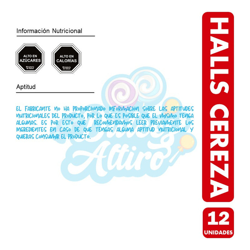 Caramelo Halls Cereza (caja Con 12 Unidades)