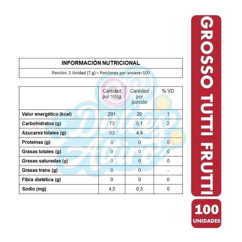 Grosso Sabor Tutti Frutti - Chicle Arcor (caja Con 100 Uni)