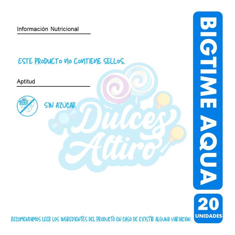 Chicle Bigtime Aqua Display 20 Unidades 11gr