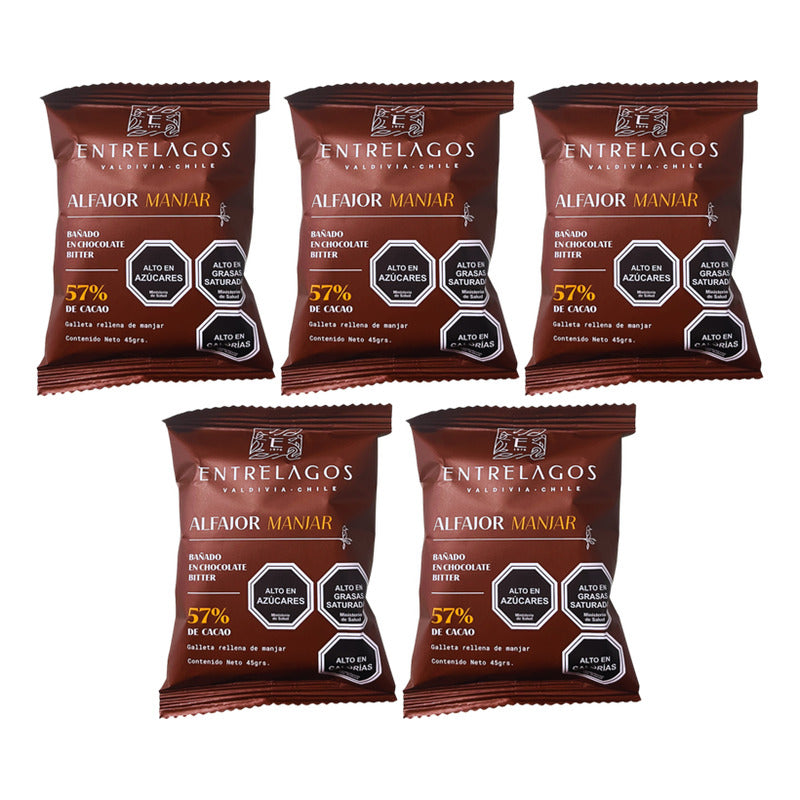 Alfajor Manjar Y Chocolate Bitter - Entrelagos (pack 5 Uni)