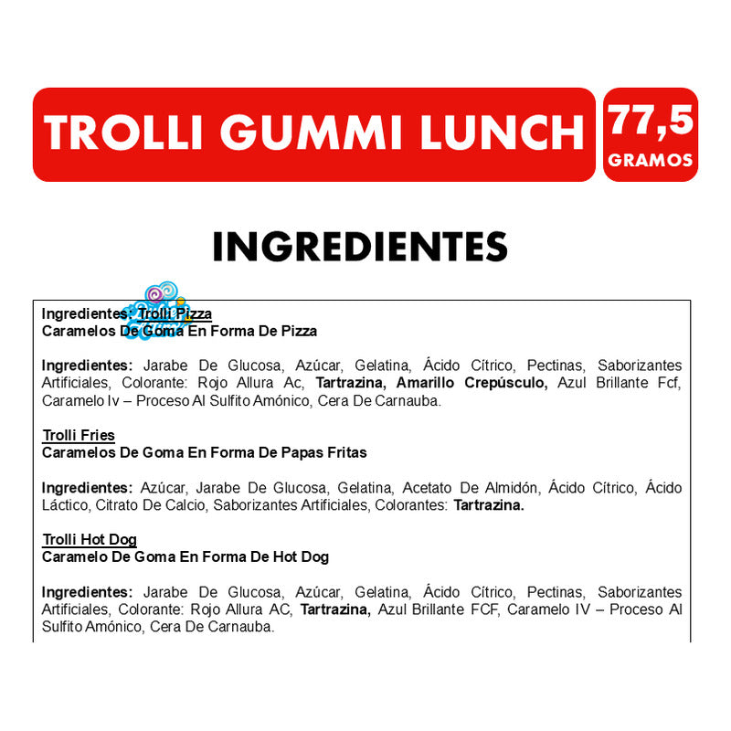 Lunch Bag- Gomitas Trolli Con Forma De Gomitas(bolsa Con 7u)