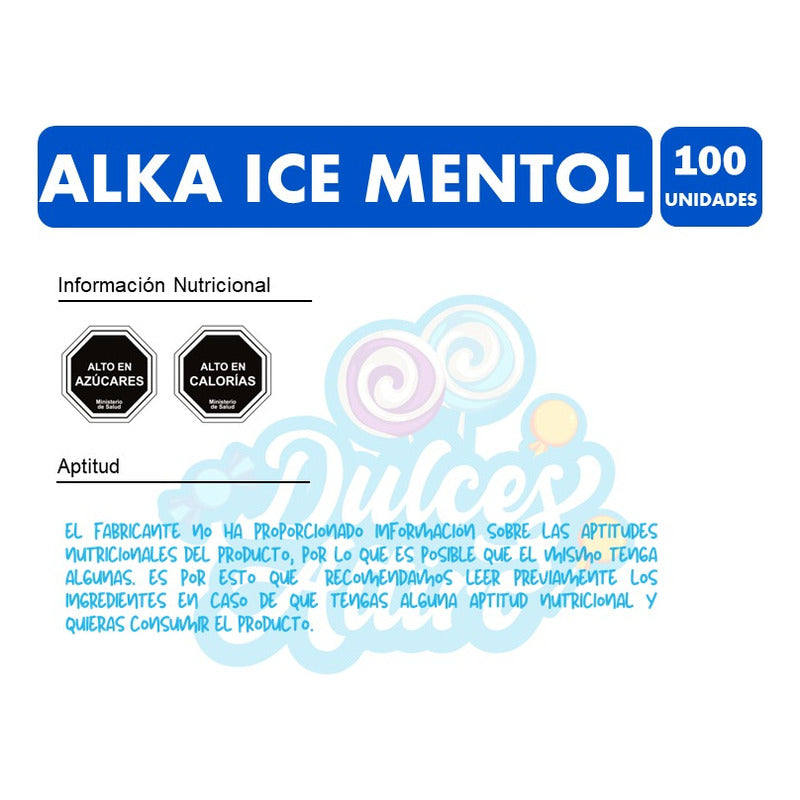 Alka Ice Sabor Mentol (bolsa Con 100 Unidades)