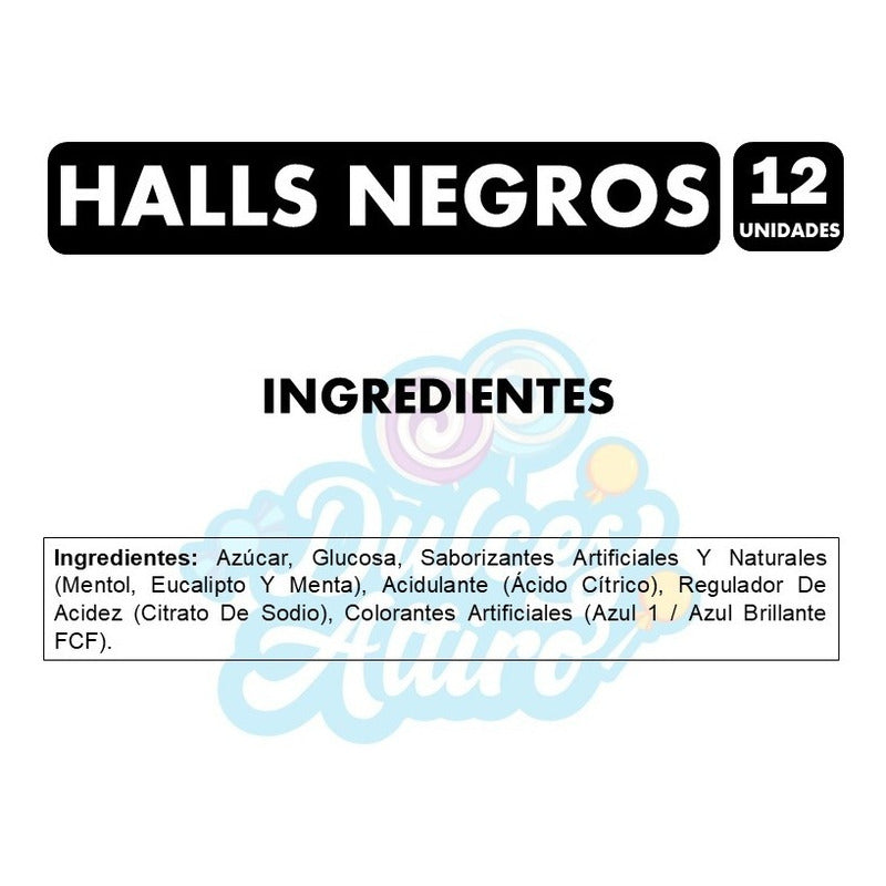 Caramelo Halls Negros (caja Con 12 Unidades)