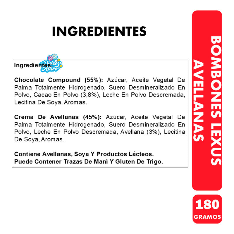 Bombones Lexus - Chocolate Relleno Sabor Avellana (180 Gr)