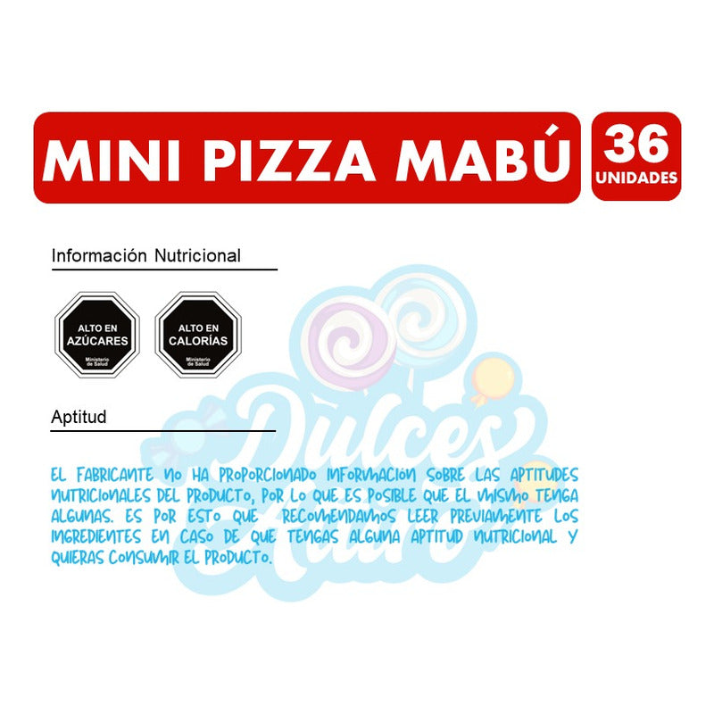 Gomitas En Forma De Mini Pizza Mabu (bolsa Con 36 Unidades)