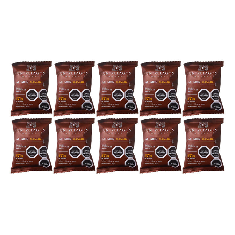 Alfajor Manjar Y Chocolate Bitter - Entrelagos (pack 10 Uni)