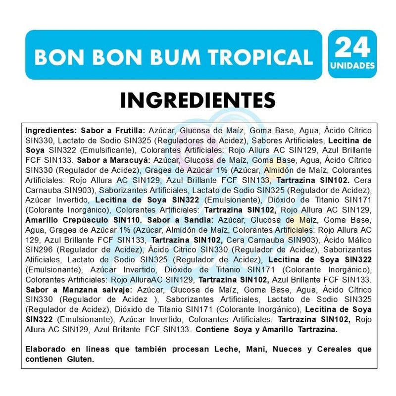Coyac Bon Bon Bum Sabor Surtidos Tropical (bolsa Con 24 Un)