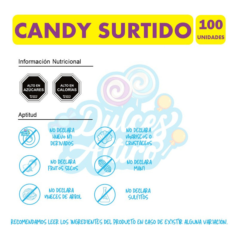Masticable Candy Surtido (bolsa Con 100 Unidades)
