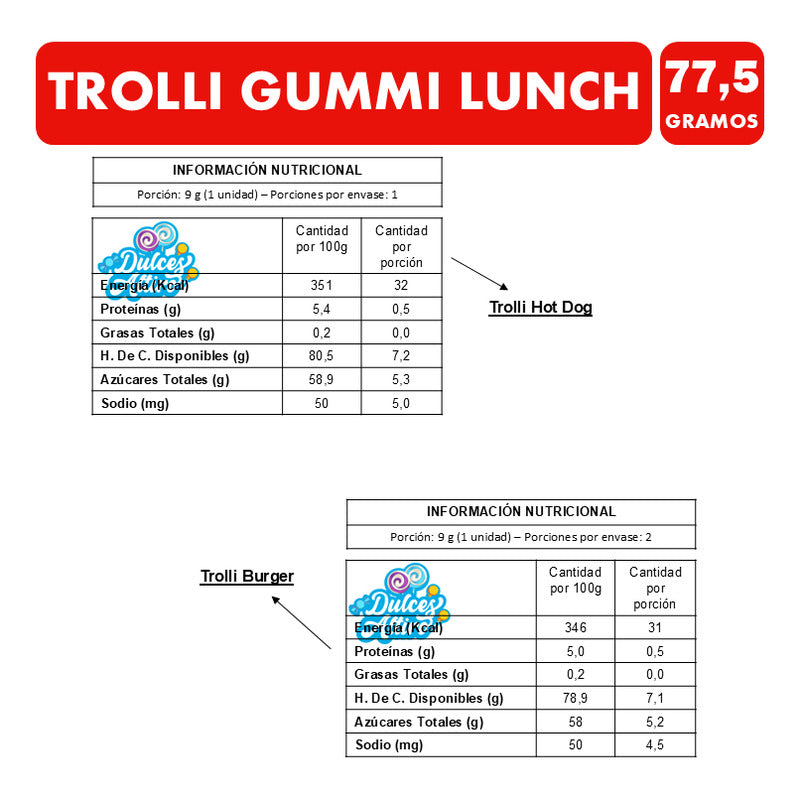 Lunch Bag- Gomitas Trolli Con Forma De Gomitas(bolsa Con 7u)