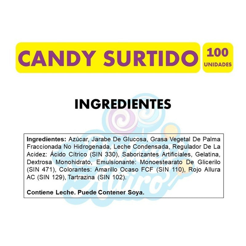 Masticable Candy Surtido (bolsa Con 100 Unidades)