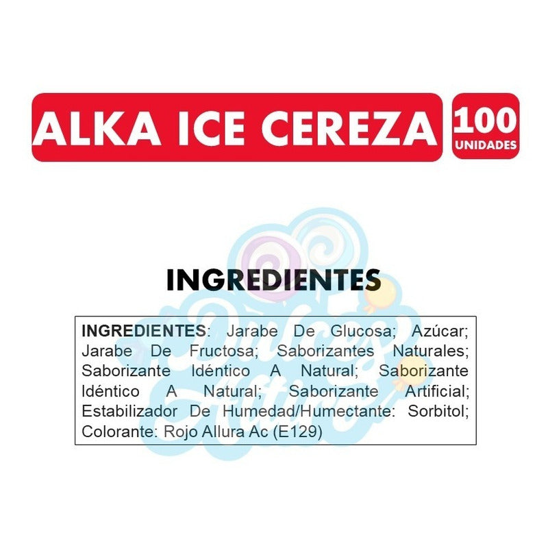 Alka Ice Sabor Mentol Cereza (bolsa Con 100 Unidades)