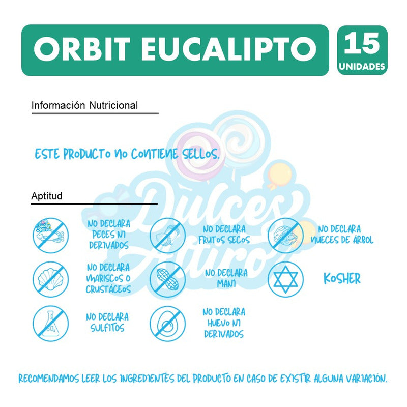 Chicles Orbit Sabor Eucalipto - Sin Azúcar (caja Con 15 Un).