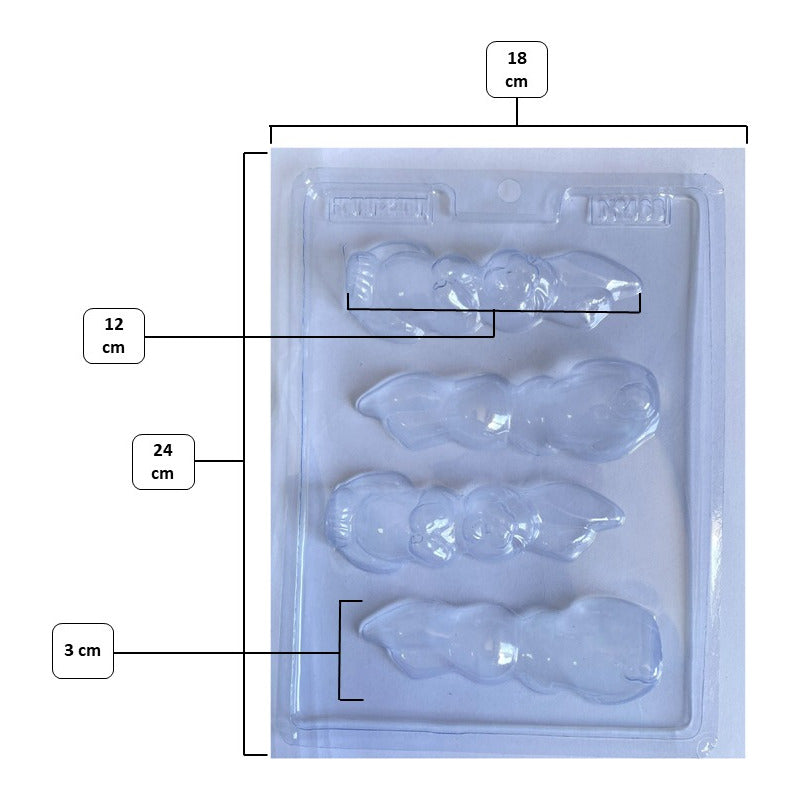 Molde De Conejitos De Pascua De Acetato De 12cm Aprox Dealto