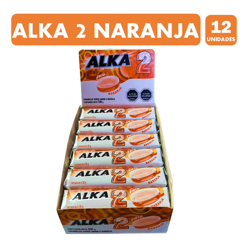 Alka 2- Caramelos Con Sabor A Naranja (caja Con 12 Unidades)