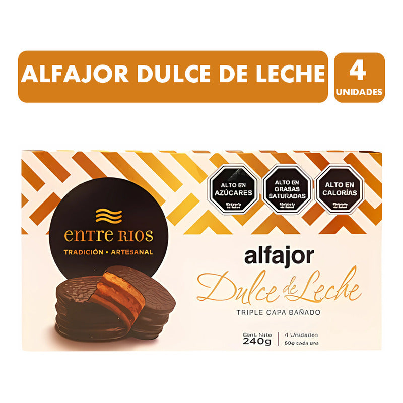 Alfajor Entre Rios Dulce De Leche Triple Capa (display 4 Un)