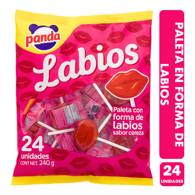 Caramelos Paleta Labios Sabor Cereza De Panda (24 Unidades)