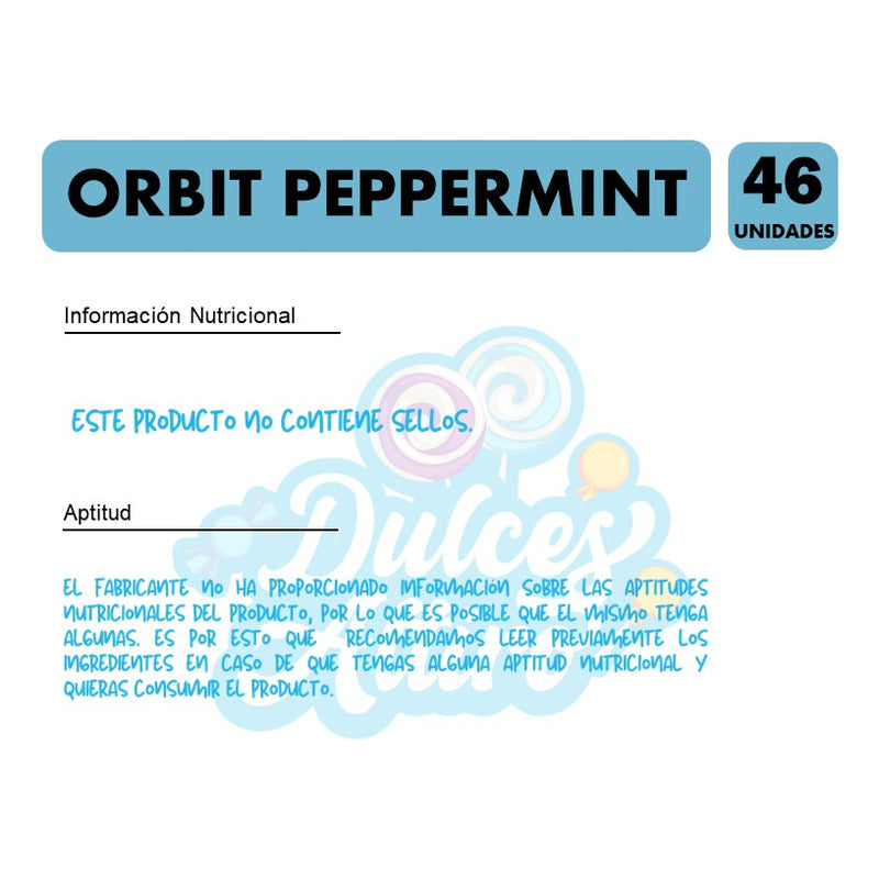 Orbit Chicle Peppermint - Sin Azúcar(frasco Con 46 Unidades)