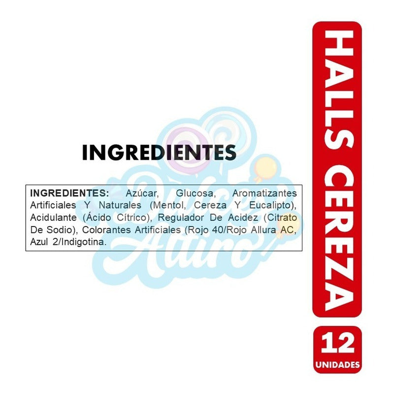 Caramelo Halls Cereza (caja Con 12 Unidades)