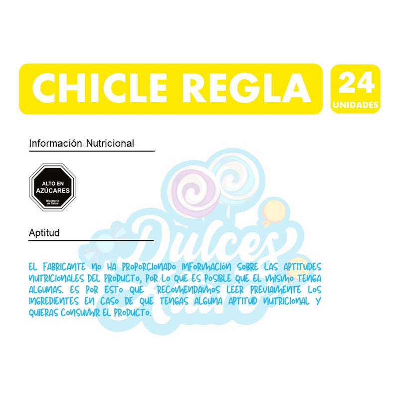 Chicles Regla Mabú - Sabor A Frutas (contiene 24 Unidades)