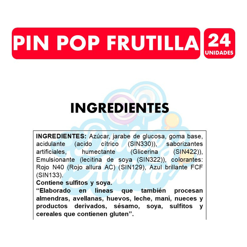 Coyac Pin Pop Frutilla Con Chicle - Ambrosoli(bolsa Con 24u)