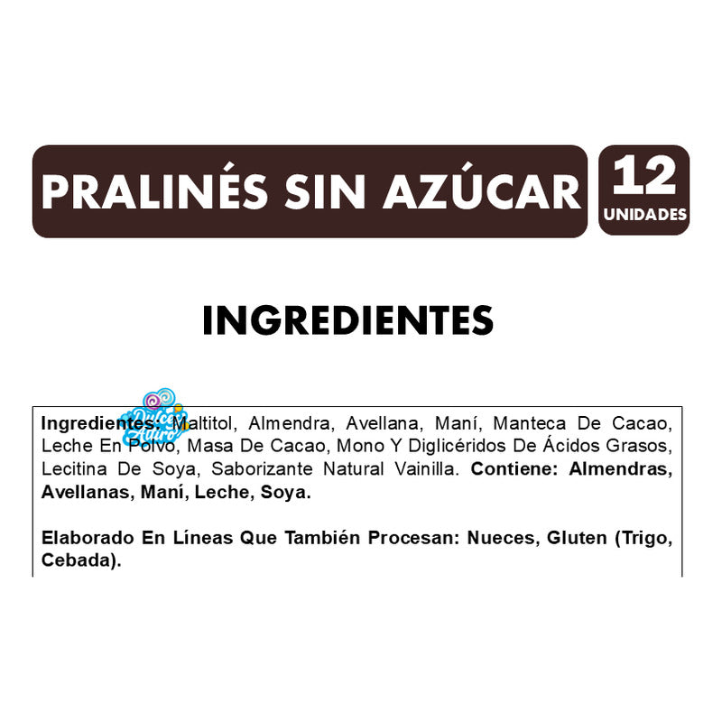Bombones Pralinés Con Frutos Secos Sin Azúcar (12 Uni)
