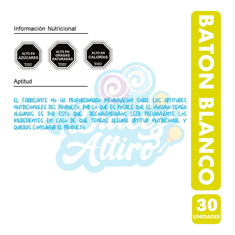 Baton De Chocolate Macizo Blanco (caja Con 30 Unidades)
