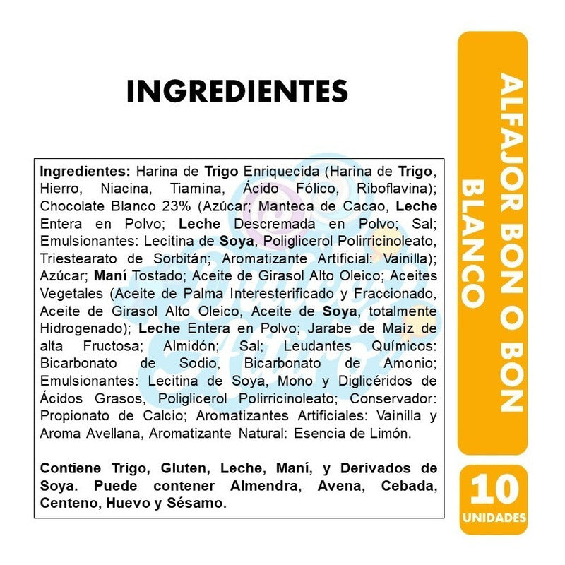 Alfajor Bon O Bon Sabor Chocolate Blanco (pack De 10 Uni)