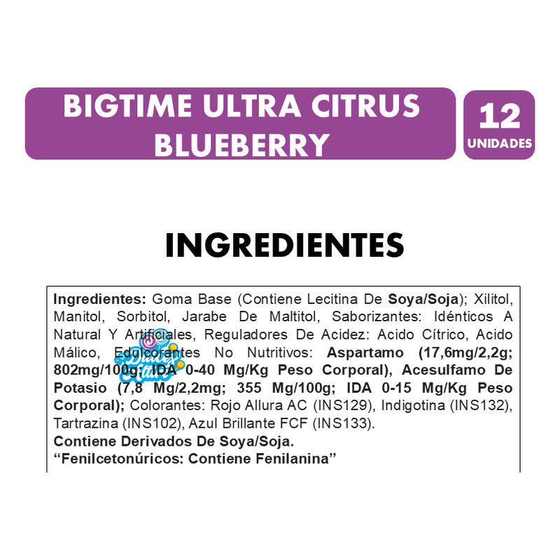 Chicle Bigtime Ultra Citrus Blueberry (display 12 Unidades)