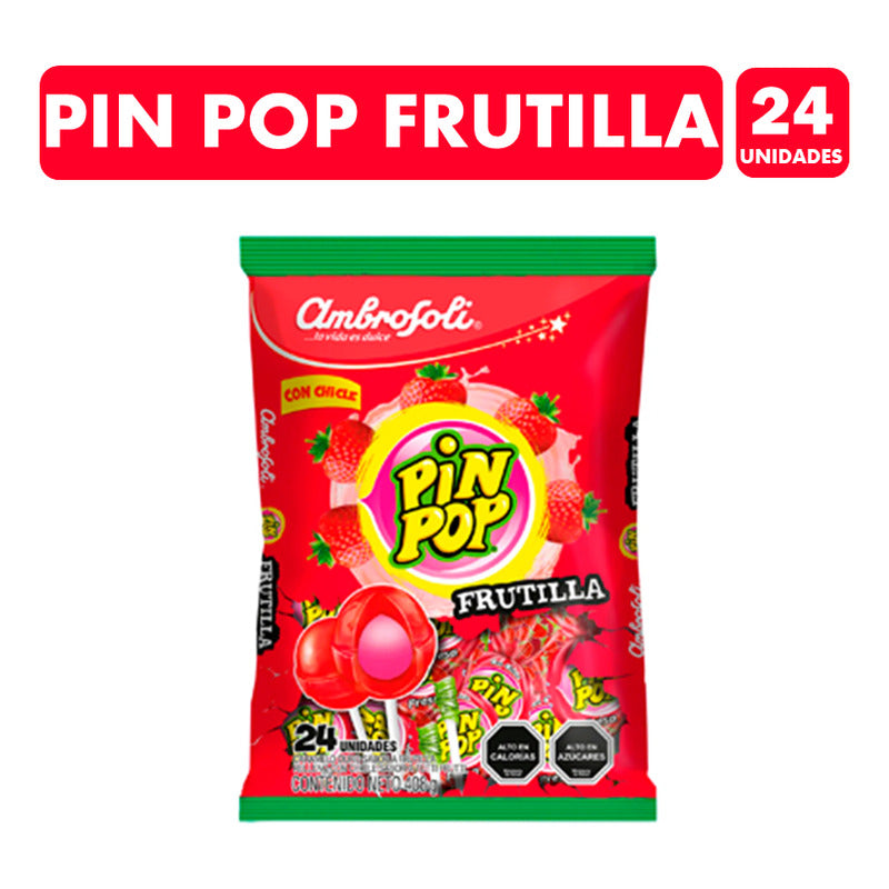 Coyac Pin Pop Frutilla Con Chicle - Ambrosoli(bolsa Con 24u)