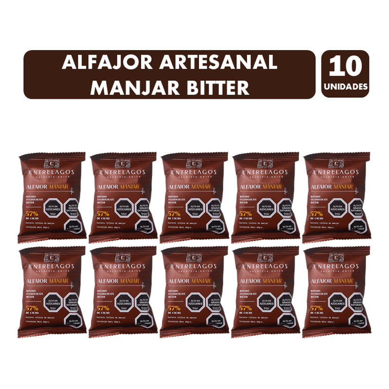 Alfajor Manjar Y Chocolate Bitter - Entrelagos (pack 10 Uni)