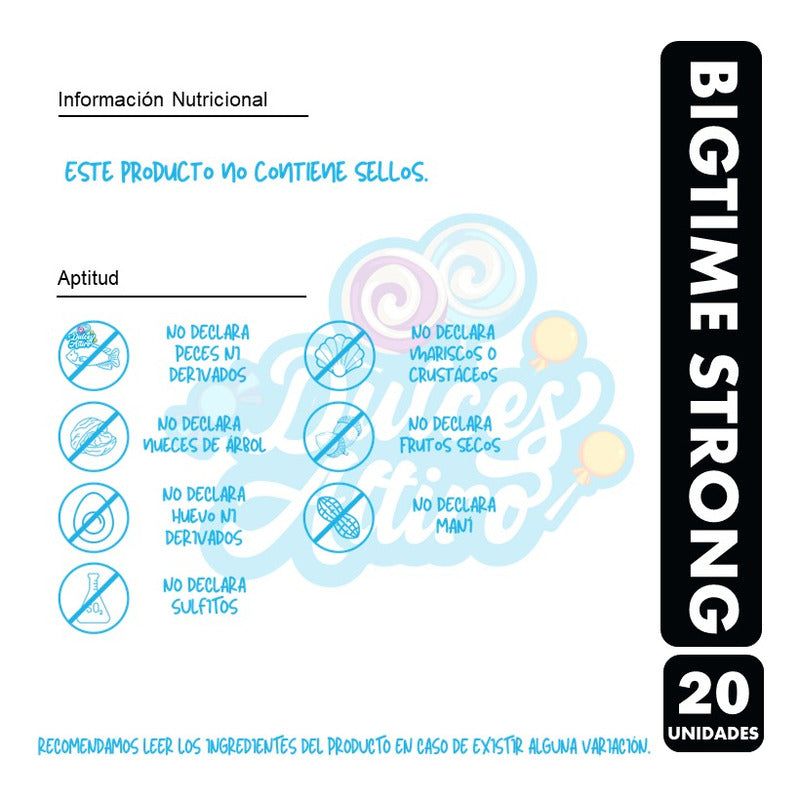 Bigtime Negro  Strong - Chicle Sin Azúcar (caja Con 20 Uni)