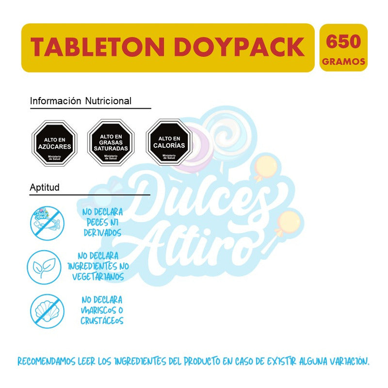 Tabletón En Doypack - Cierre Fácil - Fruna (bolsa Con 650gr)