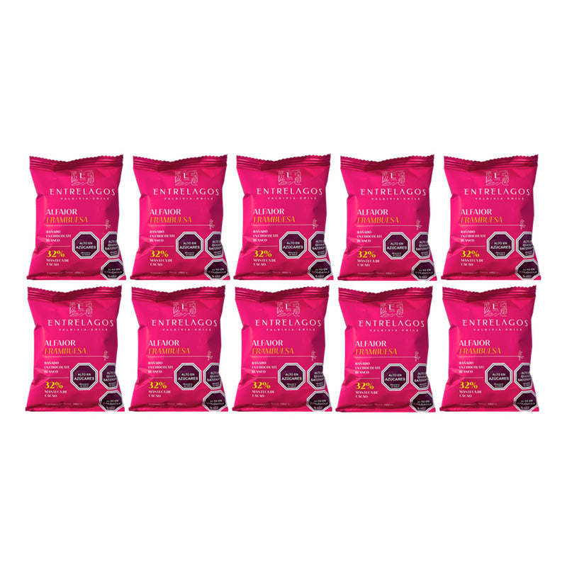 Alfajor Frambuesa Chocolate Blanco - Entrelagos (pack 10 Un)
