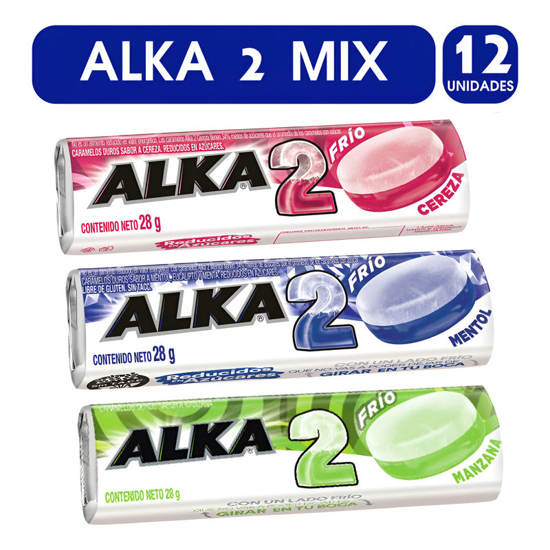 Alka 2 Caramelos Escoge Tu Sabor Menta Manzana Cereza (12 U)