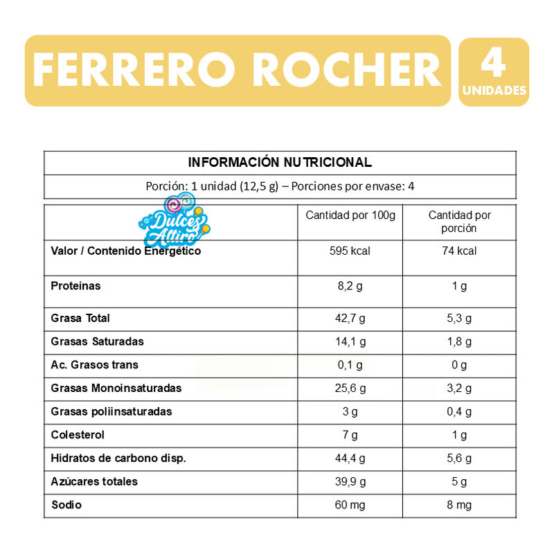 Bombon De Chocolate Ferrero Rocher (dispaly 4 Unidades)