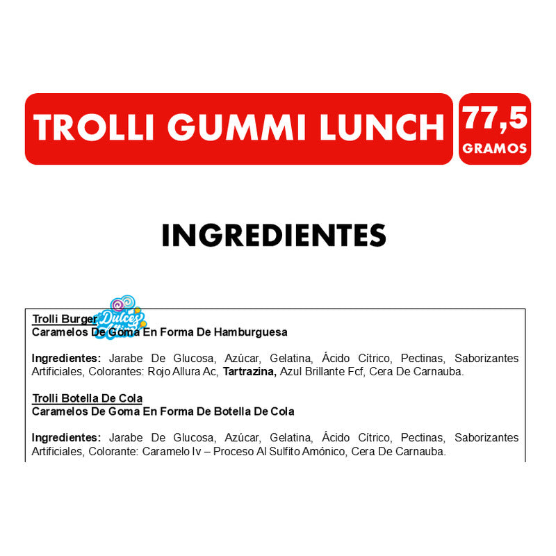 Lunch Bag- Gomitas Trolli Con Forma De Gomitas(bolsa Con 7u)