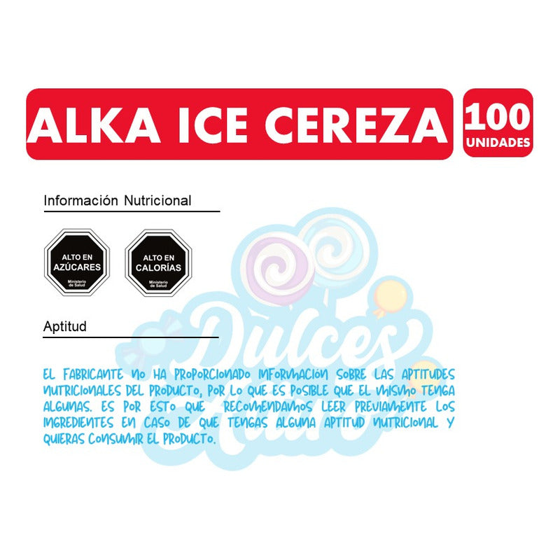 Alka Ice Sabor Mentol Cereza (bolsa Con 100 Unidades)