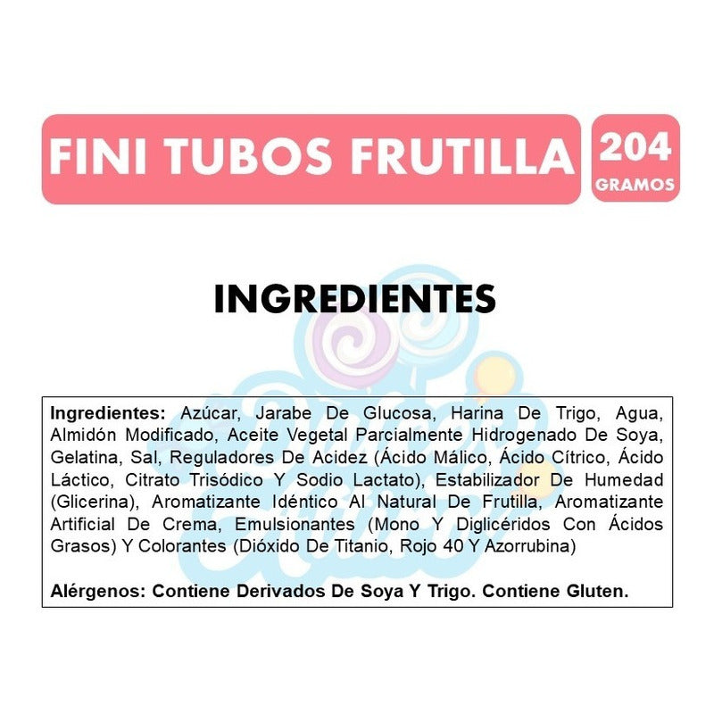 Fini Tubos Sabor Frutilla (caja Con 12 Unidades)