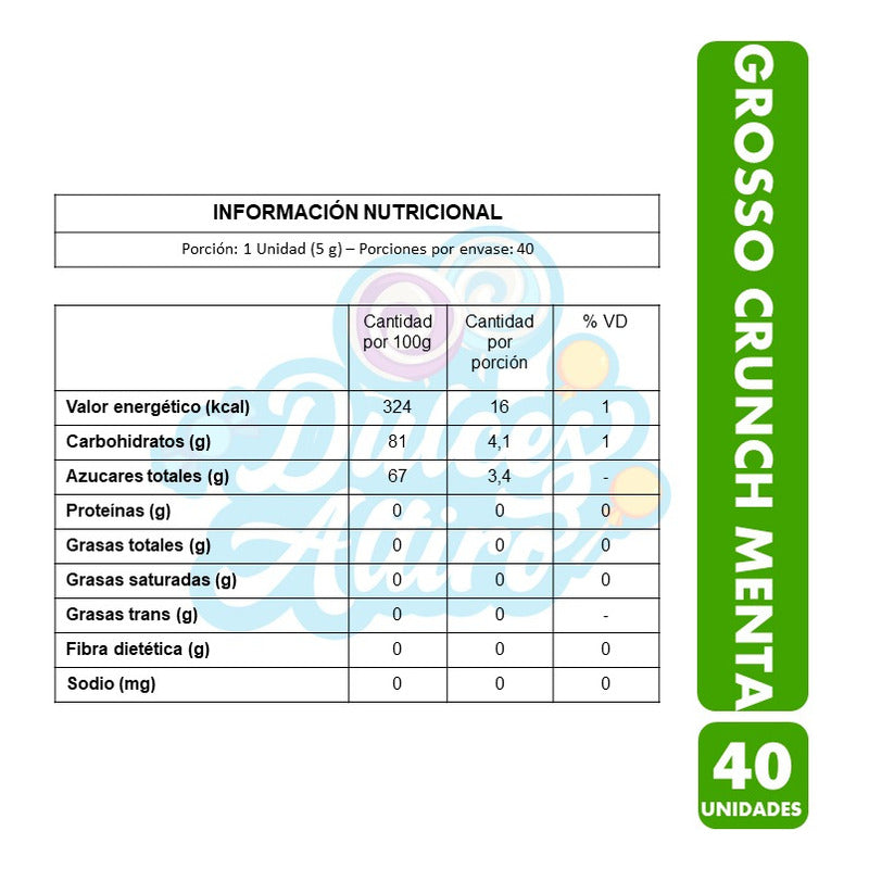 Grosso Crunch Menta - Chicle Arcor (caja Con 40 Uni)