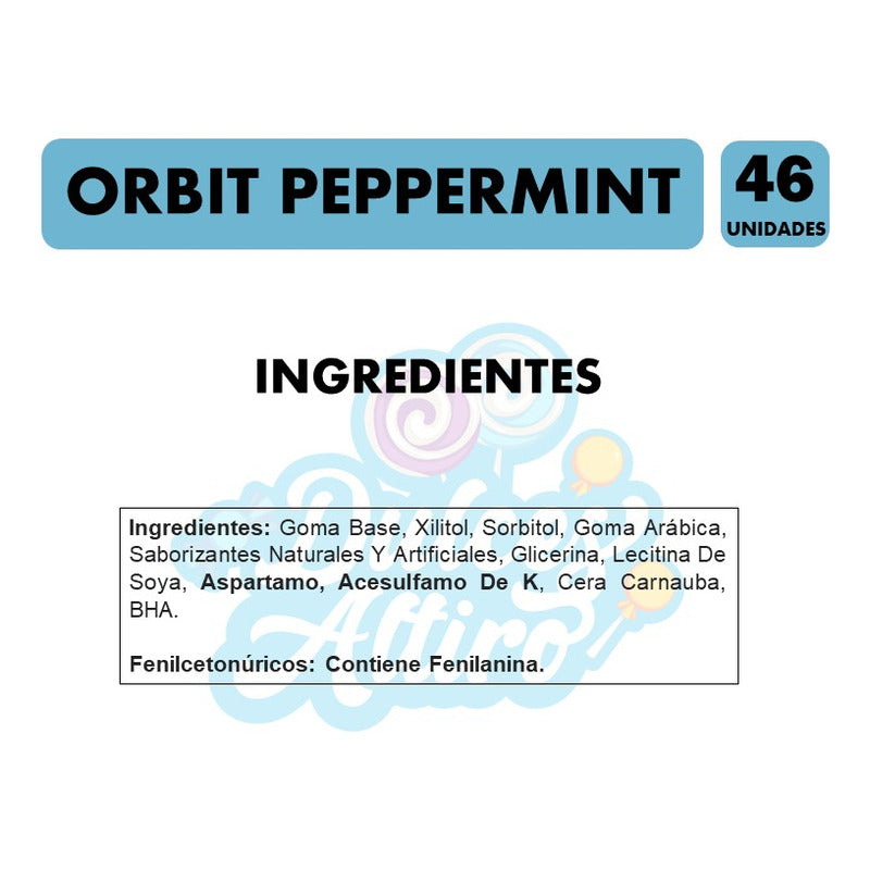 Orbit Chicle Peppermint - Sin Azúcar(frasco Con 46 Unidades)