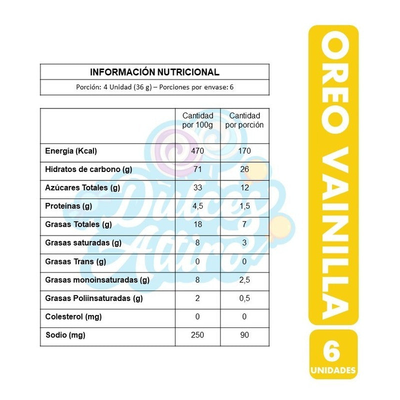 Oreo Vainilla - Especial Colación (pack Con 6 Unidades)