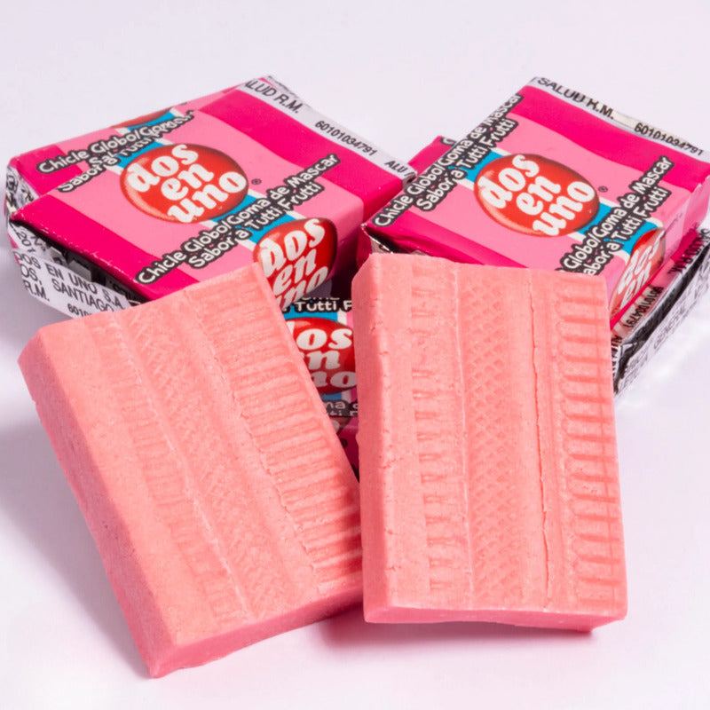 Chicle Dos En Uno Sabor Tutti Frutti (caja Con 64 Unidades)