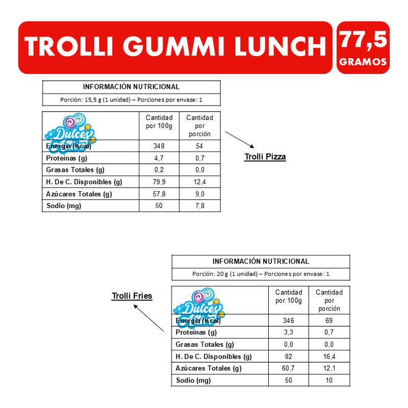 Lunch Bag- Gomitas Trolli Con Forma De Gomitas(bolsa Con 7u)