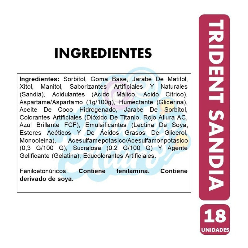 Chicle Trident Sabor Sandía (caja Con 18 Unidades)