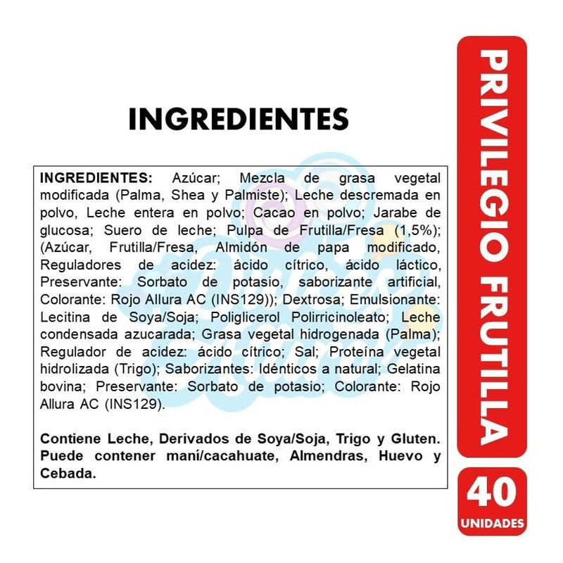 Bombones De Chocolate Privilegio, Sabor Frutilla - (40 Uni).